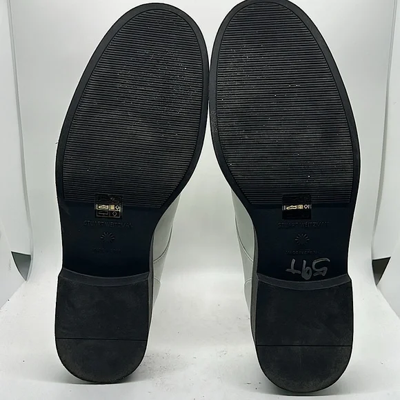 Stuart Weitzman White/Black Leather Zip Up Ankle Booties Boots Shoes **Sz 10** - Picture 6 of 9